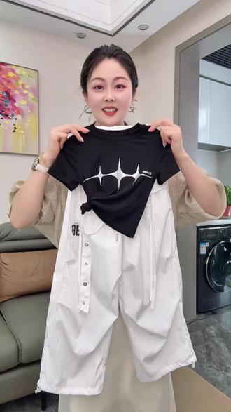 女童夏季甜酷时髦两件套!#女童套装 #夏季穿搭 #工装裤穿搭 #短袖套装 #中大童搭配