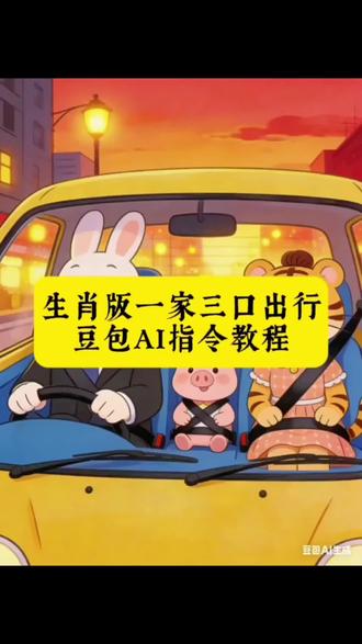 生肖版一家三口出行 豆包AI指令教程 #豆包ai #豆包P图已经nextlevel了 #一家人在一起就是幸福 #生肖派对 #p图教程