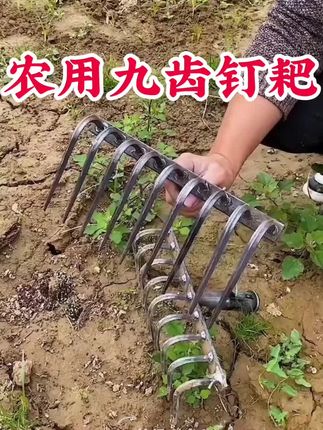 农用钢耙,锄草松土结实耐用,多齿设计速度快,省时又省力#耙子#农用工具#五金工具