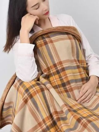 披肩毛毯午睡小毯子办公室家用两用加厚盖毯不掉毛护膝盖腿沙发毯