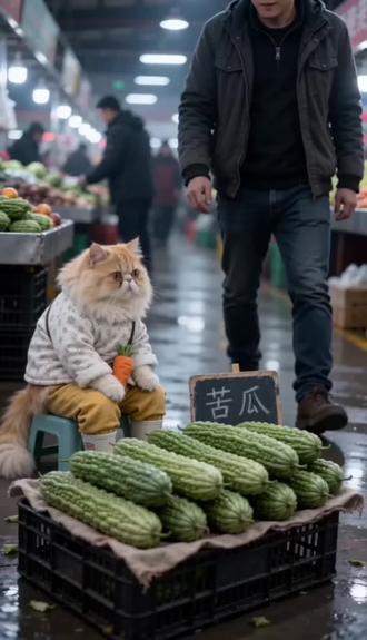 #AI苦瓜摊趣事 #随变ai随便玩 这瓜到底甜不甜#猫咪菜市场