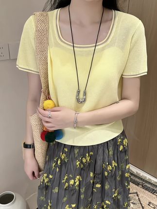 #新款针织衫 #针织衫短袖 #宽松版型 #简约穿搭 #时尚女装
