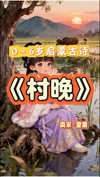 #创作者中心 #创作灵感 #即梦Al#儿童启蒙#古诗
《村晚》 草满池塘水满陂,山衔落日浸寒漪。