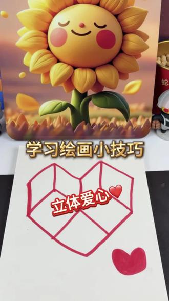 简单几步,就能学会画立体爱心 #手工 #一起学画画 #画画其实很简单 #爱心