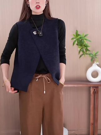 【双面羊毛呢】五只白鹅女士秋冬加绒加厚圆领毛呢马甲百搭坎肩2539#源头实力厂家 #显高显瘦 #简约穿搭 #减龄气质