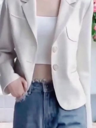 休闲西服外套女春秋2025新款韩版气质小个子上衣时尚短款小西装#休闲西服#春秋新款#短款小西装