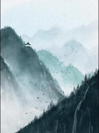 水墨画山水真的无敌了#画画 #板绘 #procreate绘画 #ipad绘画 #跟着抖音学画画