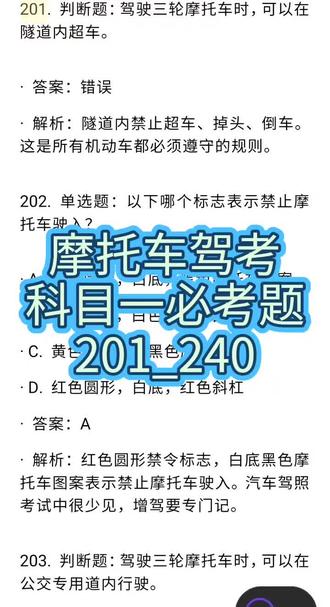 摩托车驾考科目一必考题201_240