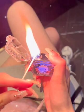 新款透明壳双电弧充电打火机电子脉冲可爱卡通酷洛米防水COB照#好物推荐心 #好东西一起分享#玩点新花漾#卡通#打火机