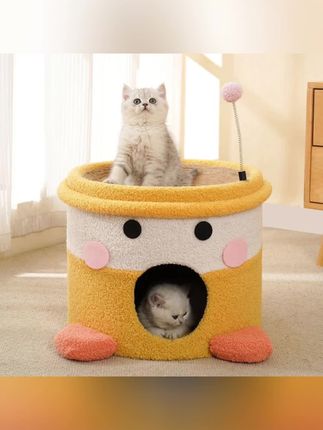 喵仙儿高颜值小黄鸭麻绳桶冬季猫窝封闭式猫爬架猫窝猫树一体#猫窝