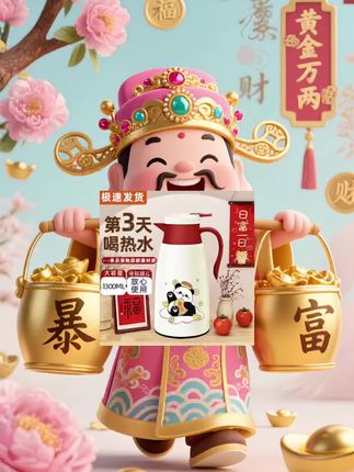 1300ML喜庆熊猫保温壶家用大容量便携热水瓶保温壶暖水瓶保温杯 #保温壶 #热水瓶 #保温杯 #便携保温杯 #好物推荐🔥 @DOU+小助手 @DOU+上热门