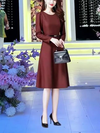 早春百搭腰带连衣裙女2025新款长袖气质高级感法式长裙气质长款秋#女性气质穿搭