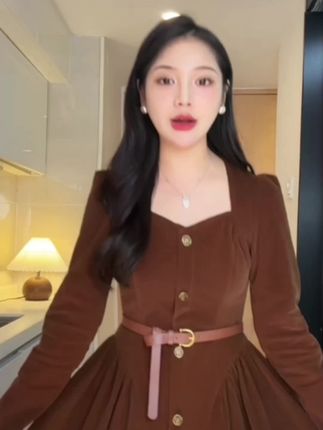 #好物推荐🔥 早秋流行穿搭法式复古长袖连衣裙潮QY0055#谁穿谁好看#仙女必备