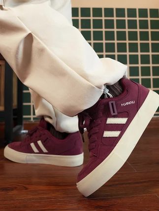 酒红面包鞋2025新款厚底复古情侣百搭学运动滑板鞋子 #百搭 #运动板鞋 #情侣鞋 #面包鞋 #酒红鞋子