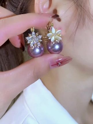 适合上班戴的紫色珠珠 #耳环 ,既不夸张又有气质,仙女必备 #时尚穿搭 #种草 #女人#秋冬新款