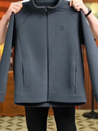 秋冬休闲男外套中老年抓绒衣保暖摇粒绒男爸爸装立领双面绒夹克#好物推荐🔥