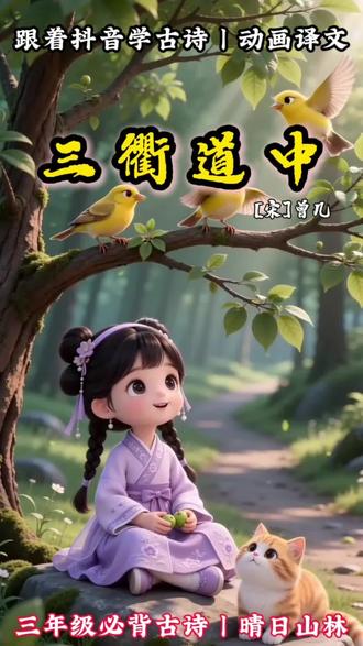 #和抖音一起学古诗 #创作者中心 #创作灵感 小学必背古诗|曾几《三衢道中》
诗句+通俗译文,精简口播,孩子轻松跟读
梅子黄时日日晴,小溪泛尽却山行。绿阴不减来时路,添得黄鹂四五声。
走进初夏山林,听黄鹂鸣唱,感受自在旅途
#三衢道中 #曾几