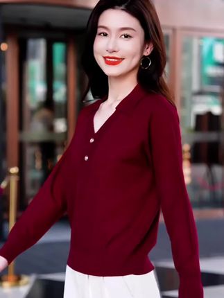 #上热门 品牌大码女装秋冬新款翻领上衣女polo衫宽松显瘦针织衫百搭打底衫#源头工厂 #新款上新 #爆款热卖中