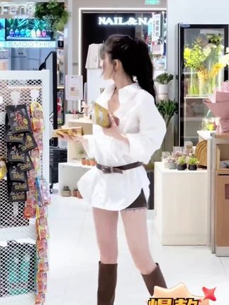 2025新款韩系松弛感秋季新款网红宽松显瘦白色中长款衬衫高腰短裤#衬衫女#短裤女#女装#时尚洋气百搭 #时尚套装#视频同款