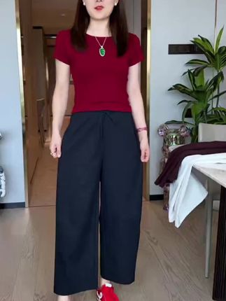 #阔腿裤 #显瘦显高显腿长 #显瘦穿搭 #弯刀直筒裤 #宽松休闲裤