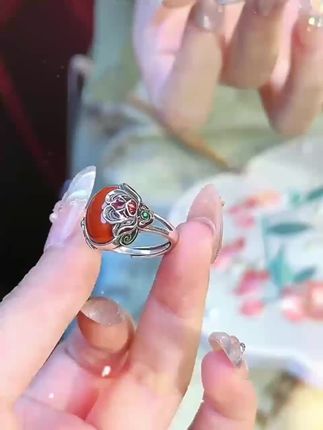 一枚玫瑰花菱形戒指,绽放指尖的复古浪漫🌹 #925纯银玫瑰花指环戒指
