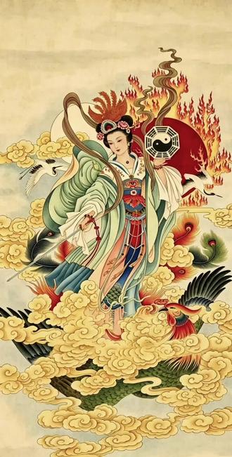 点赞关注,让我们共同学习传统文化 九天玄女,上古先天女圣,亦称九天圣母。授黄帝兵法奇门,执掌术数符箓,惩恶扬善,济世渡人,护佑苍生国泰民安。#道教神仙 #九天玄女 #道教神仙图 #道系青年 #道青
