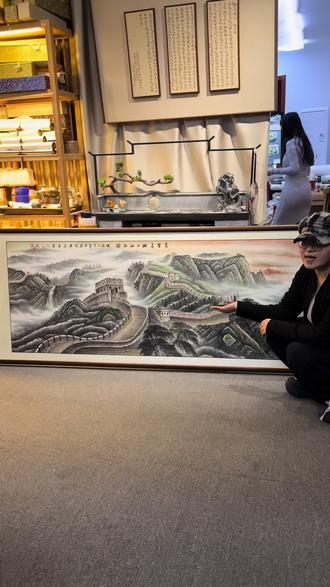 手绘《万里长城江山永固》,六尺横幅长城挂画 #手绘#国画#家居挂画#文玩探宝#书画