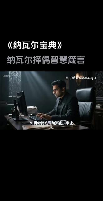 每日精读十分钟,遇见更好的自己!
今日分享|《纳瓦尔宝典》|纳瓦尔择偶的智慧箴言
#择偶标准 #人生感悟 #创作人计划 #婚姻