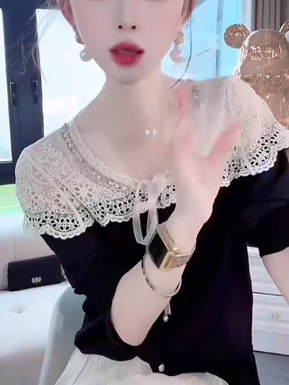 重工蕾丝拼接针织衫女2025秋季新款时尚洋气减龄显瘦小众小衫上衣#高级感穿搭 #优雅气质 #强烈推荐 #女神穿搭 #穿搭搭配