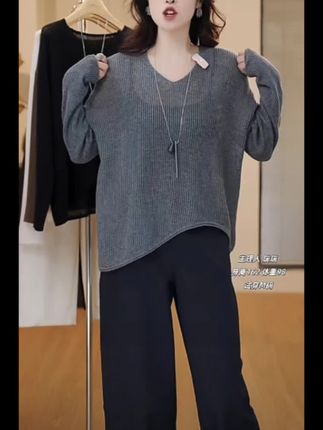意述YISHU圆领设计感长袖针织衫显瘦薄款百搭松弛感 6122#时尚穿搭 #高级感穿搭 #优雅气质 #时尚潮流穿搭 #长袖针织衫