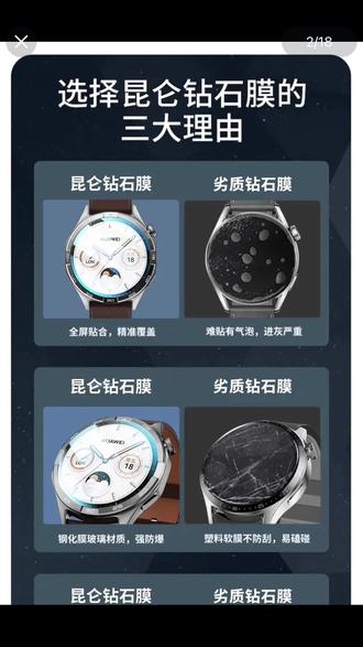 买了华为手表不知道怎么贴膜?今天就教大家贴一款高清钢化膜!清理干净表屏后,拿出钢化膜撕掉离形膜,对准表屏按下就贴好了。贴膜后不影响屏幕清晰度,触控也丝滑流畅,而且还防水防指纹,大小合适不顶壳,戴上后也看不出来。喜欢的朋友点击左下角购买吧!