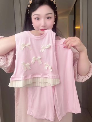 超甜美的蝴蝶结小套装呀! #夏季穿搭 #高品质童装 #面料舒适透气 #宝妈分享 #甜美穿搭