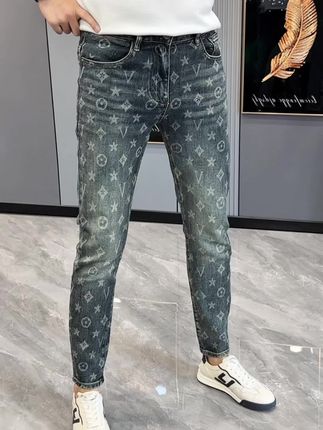秋季2025新款男士牛仔裤弹力显瘦小脚裤长裤个性百搭印花裤子 #牛仔裤搭配 #裤子穿搭 #男裤 #小脚裤#长裤