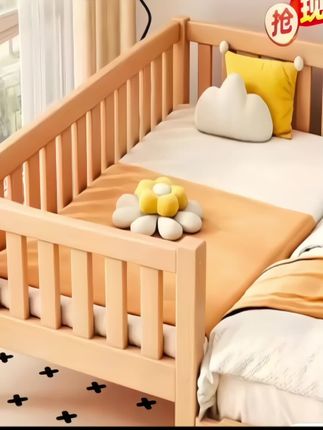 儿童床实木小床婴儿床婴儿加宽宝宝床边床小孩宝宝拼接床婴儿床#居家好物#实用#儿童实木拼接床