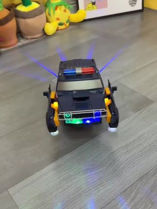 这个变形机器人警车好酷!会唱歌,会投影,万向轮会转圈#儿童玩具 #玩具车 #玩具推荐 #变形玩具 #益智玩具