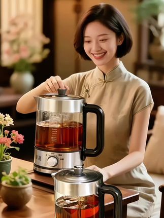 #煮茶器 煮茶器蒸茶家用全自动多功能保温办公室煮茶壶,清洗方便,方便清洁,家用,大容量设计,长效保温,多段温度可调