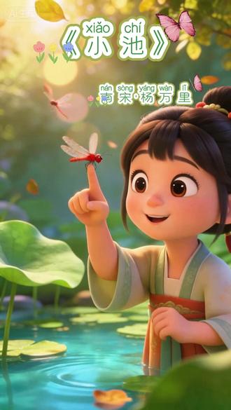 《小池》南宋·杨万里 3分钟轻松学古诗#古诗 #1分钟学古诗 #儿童动画古诗 #启蒙早教