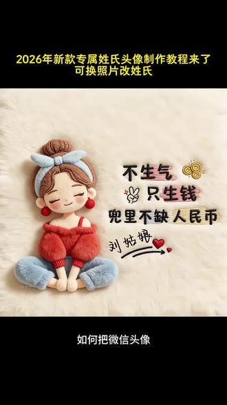 2026年新款专属姓氏头像制作教程。一眼就心动的毛茸茸头像。#头像 #微信头像 #2026新年头像 #毛绒绒头像 #上热门