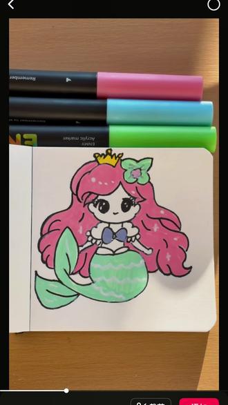 喜欢妈妈画的发玫瑰花🌹表情,喜欢女儿画的发❤️❤️表情 #母女挑战 #宝妈日常 #儿童绘画 #丙烯马克笔#美人鱼简笔画