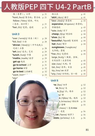 人教版英语PEP 四年级下册 U4第四单元 PartB #英语pep人教版 #人教版英语学习 #小学英语单词 #四年级英语 #家长收藏孩子受益