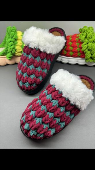 立体草莓钩织拖鞋教程 加毛毛边教程来了#我的手工作品