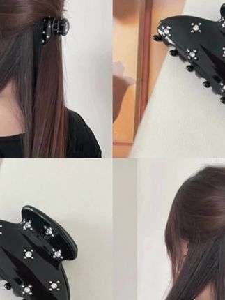 抓夹繁星镶钻鲨鱼夹气质发量少半扎发夹子可爱后脑勺发饰女#半扎发抓夹
