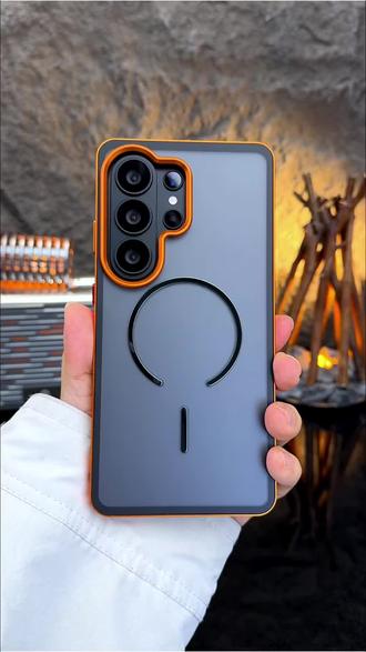 #三星s26ultra 个性透气铝合金边框搭配自动卡扣设计 轻松拆装 磨砂背膜防汗抗指纹 支持磁吸充电#防摔手机壳