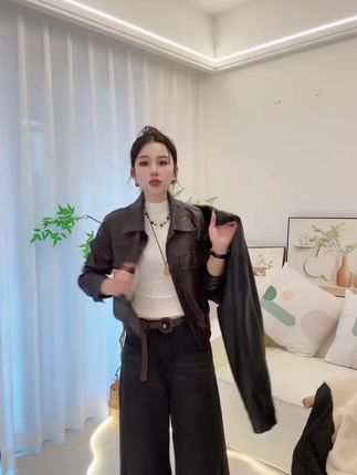 【宋轶同款】油蜡皮植鞣皮衣外套高雅轻奢冬款加绒#高级感穿搭 #简约大气 #气质范 #皮衣 #必备单品