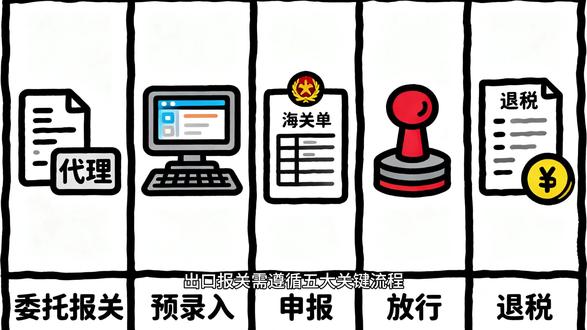 出口报关就这 5 步,照着做就对了
委托→预录→申报→放行→退税
点赞收藏,出货前翻出来核对
有报关问题评论区留言
#外贸 #出口报关 #报关流程 #外贸干货