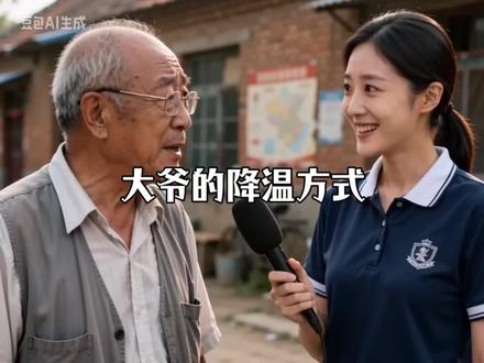 大热天大爷的降温妙招!#搞笑视频