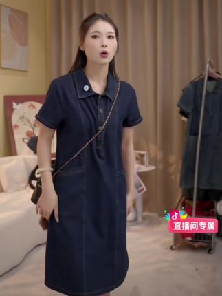 高级感薄款牛仔连衣裙2025夏季新款港风复古休闲减龄裙子#适合小个子的连衣裙推荐 #牛仔裙 #时尚气质连衣裙 #显瘦穿搭 #夏季穿搭
