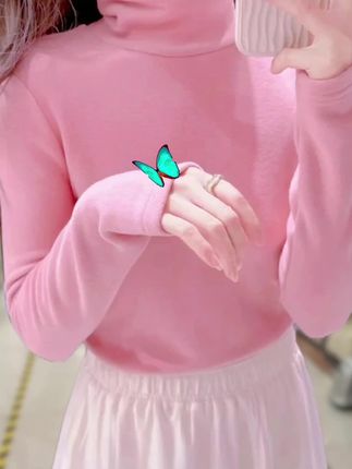 粉色双面德绒打底衫女爆款秋冬加绒加厚高端磨毛内搭长袖T恤上衣#保暖不臃肿 #亲肤柔软舒适透气 #百搭打底衫 #谁穿都好看 @DOU+小助手