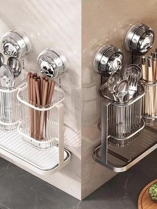 吸盘筷子收纳盒筷子筒壁挂式家用新款筷子勺子收纳架筷子笼沥水架 #厨房收纳 #沥水架 #免打孔神器 #筷子收纳 #好物推荐