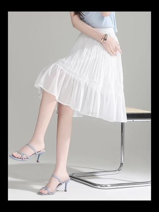 轻薄透气夏季新款白色短裙雪纺半身裙女显瘦小个子压褶A字裙凉快 #时尚透气半身裙 #气质仙女裙穿搭 #气质女神穿搭
